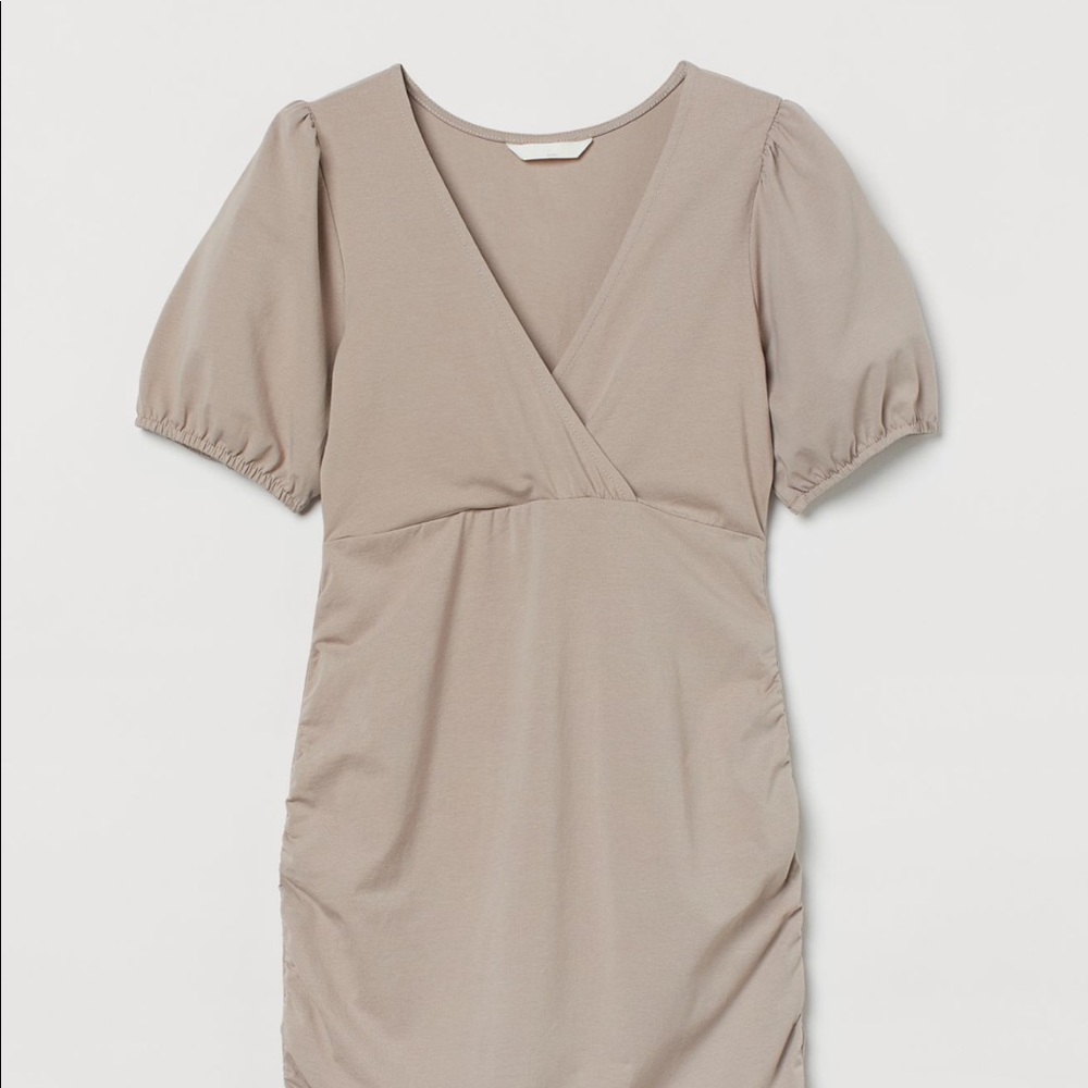 NWT H&M Tan Mauve Beige Mama Wrap Maternity Dress size small